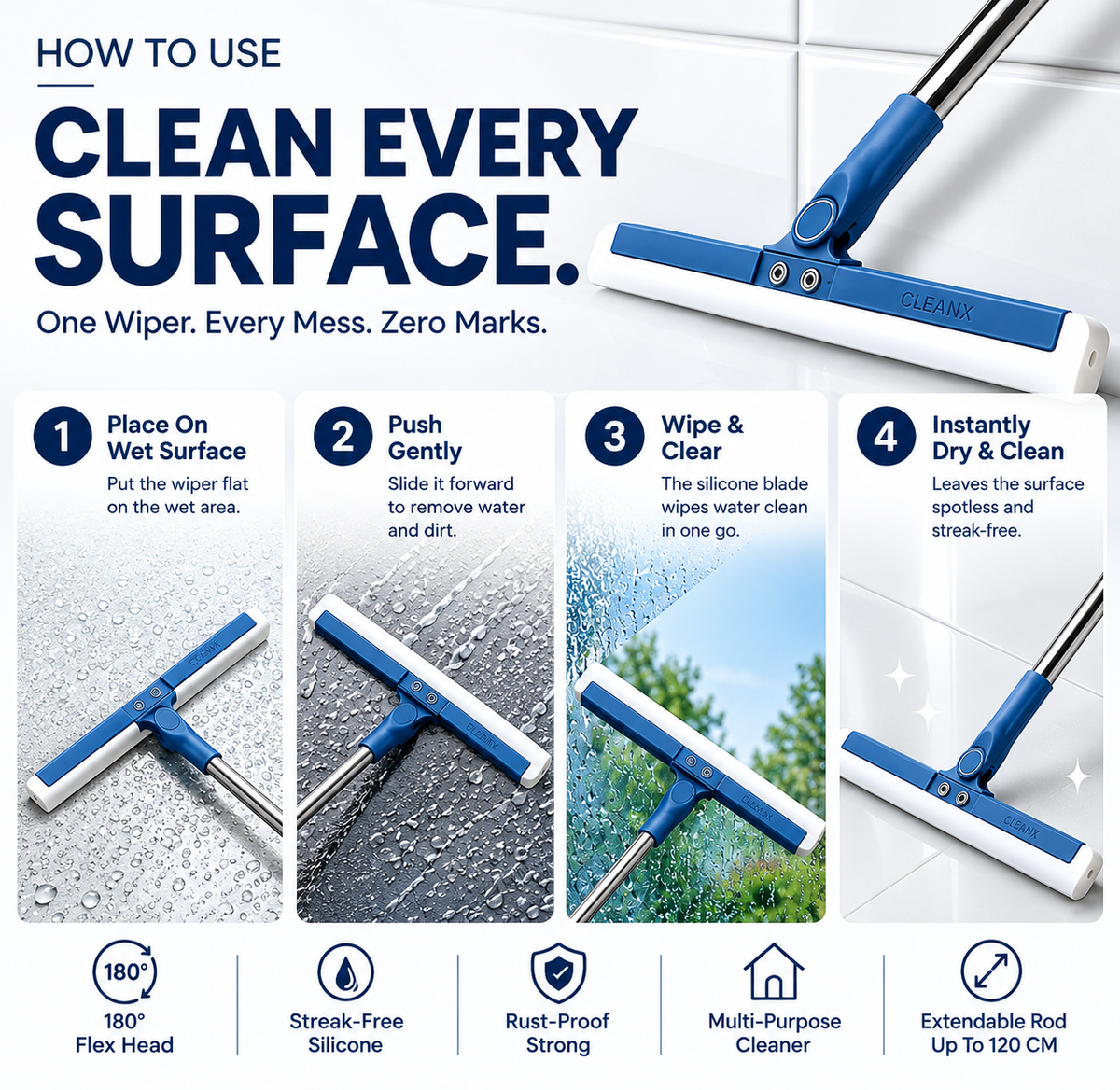 Flexiwipe 180° Rotating Floor wiper